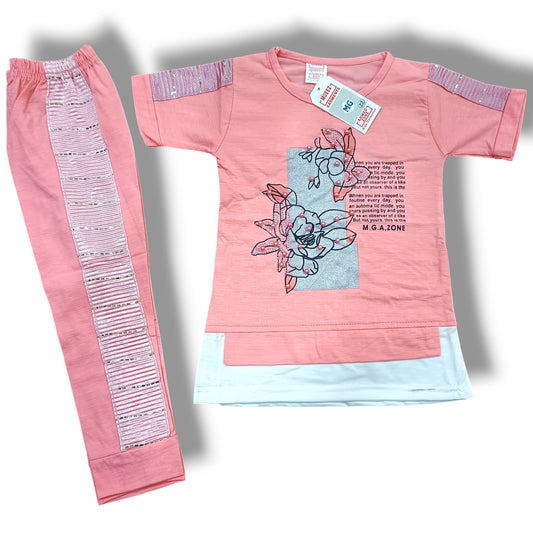 "Shiny Princess Floral Set – Soft & Stylish- 3 colors | Sizes 1 to 5 Years"