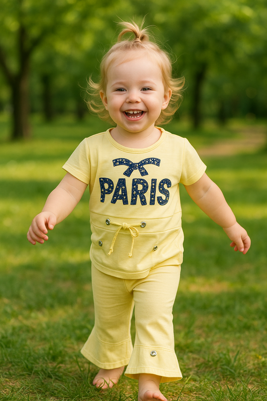 "Paris Printed Bell Bottom Suit – 3 Colors | MiniMoeez Exclusive