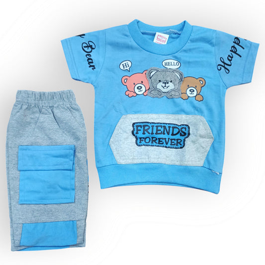 3 Bears Baby Boy Summer Suit – T-Shirt with Pocket & Shorts (1 to 4 Years)