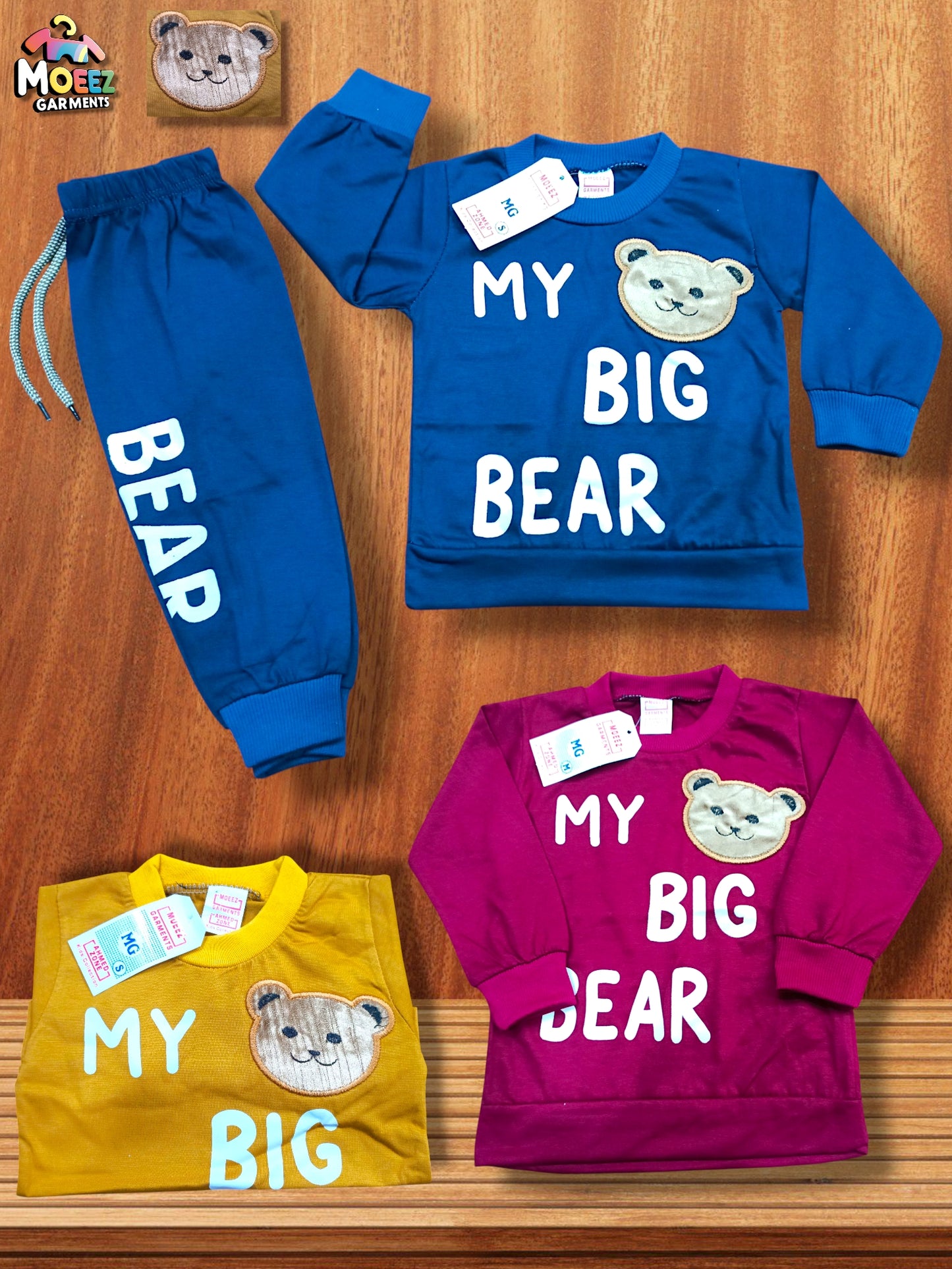 My BiG Bear baba boy Track Suit (Bear Face Embroidery)  1/5 years