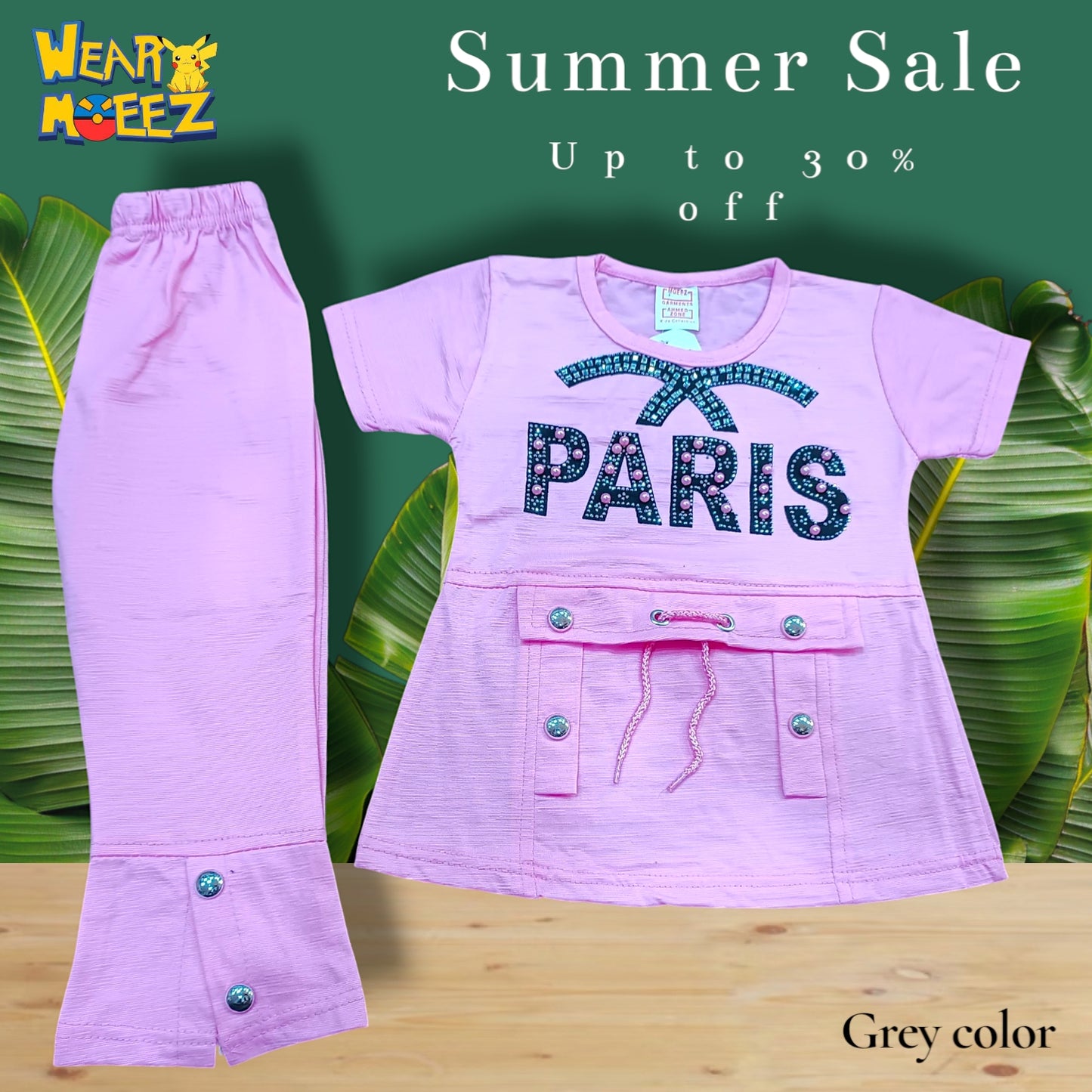 "Paris Printed Bell Bottom Suit – 3 Colors | MiniMoeez Exclusive