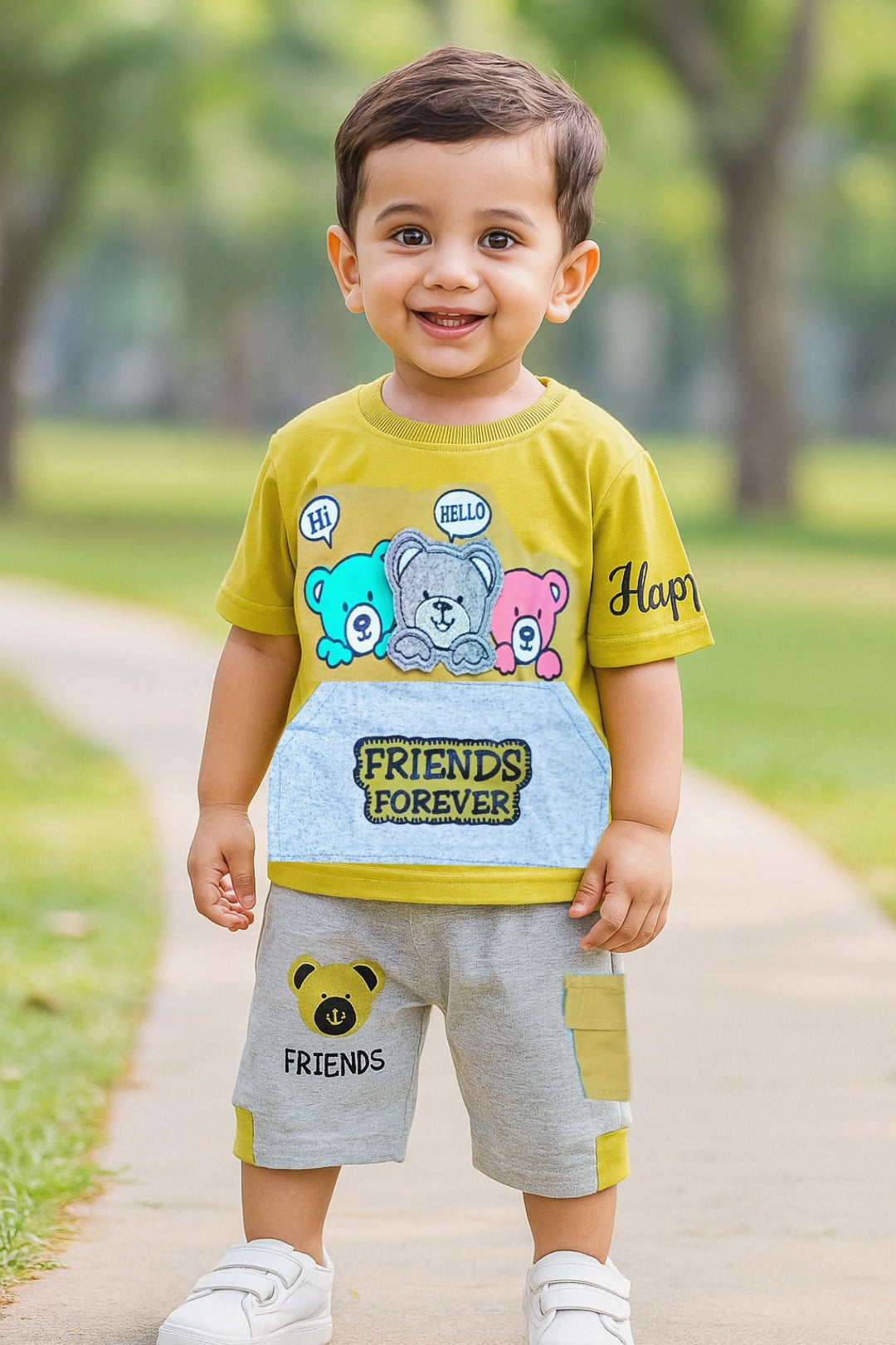 3 Bears Baby Boy Summer Suit – T-Shirt with Pocket & Shorts (1 to 4 Years)