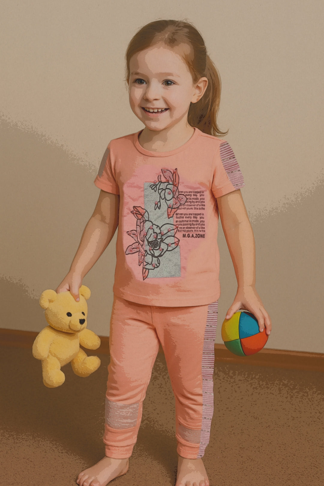 "Shiny Princess Floral Set – Soft & Stylish- 3 colors | Sizes 1 to 5 Years"