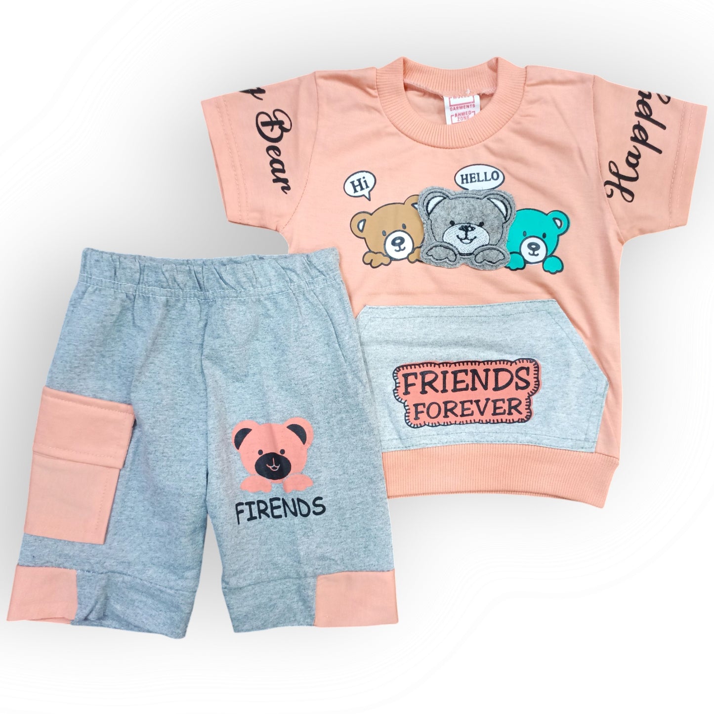 3 Bears Baby Boy Summer Suit – T-Shirt with Pocket & Shorts (1 to 4 Years)