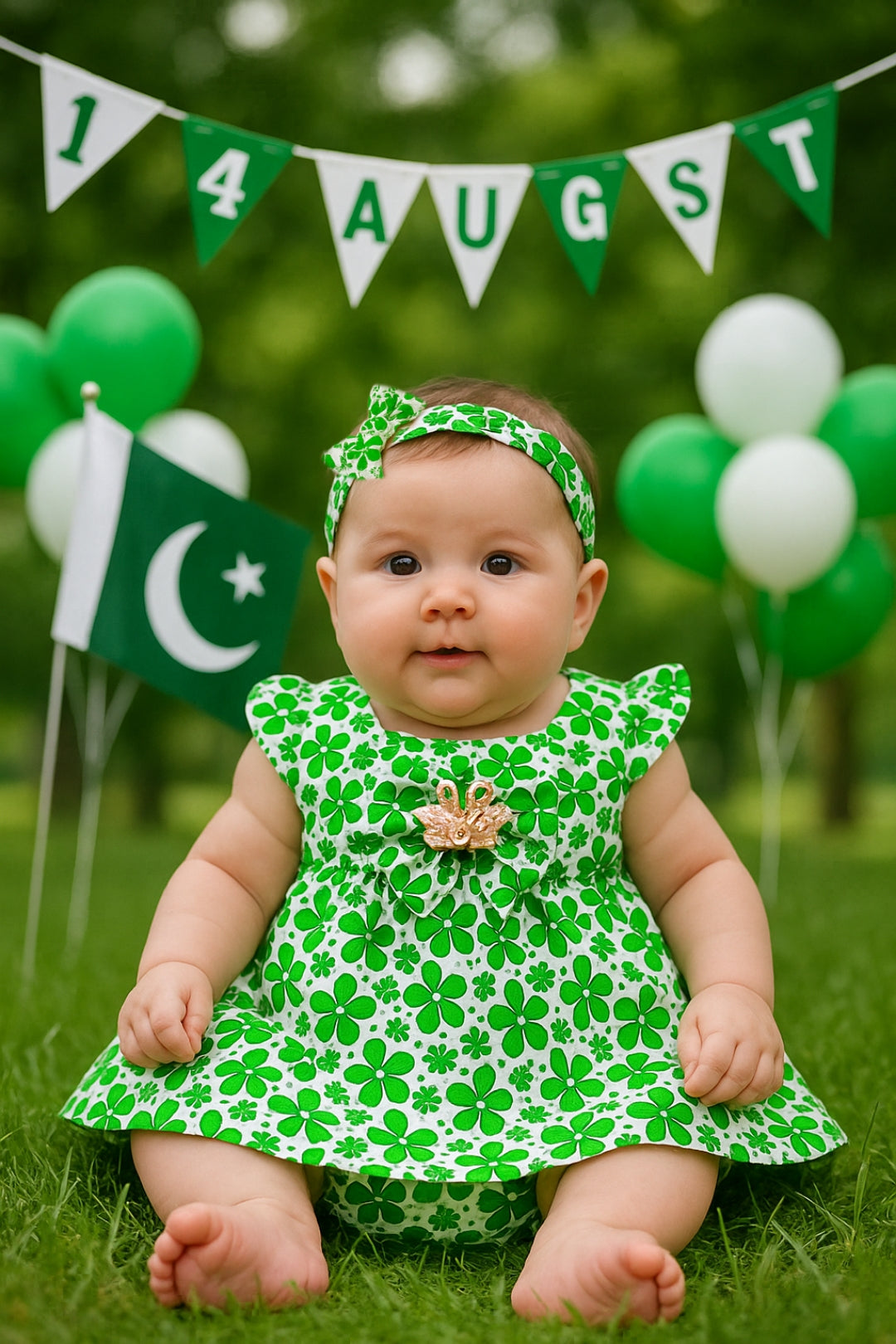 "Jashn-e-Azadi Bloom Set- Baby Girl Outfit""Pakistani Princess.