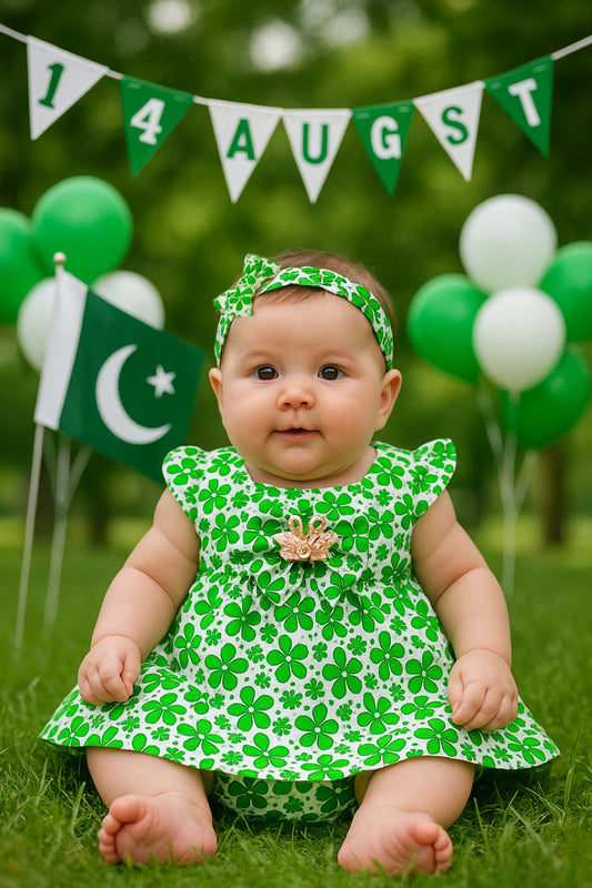 "Jashn-e-Azadi Bloom Set- Baby Girl Outfit""Pakistani Princess.