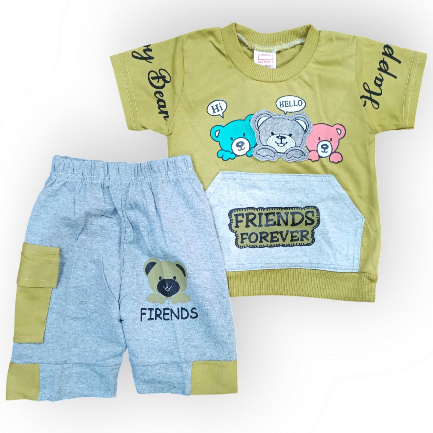 3 Bears Baby Boy Summer Suit – T-Shirt with Pocket & Shorts (1 to 4 Years)